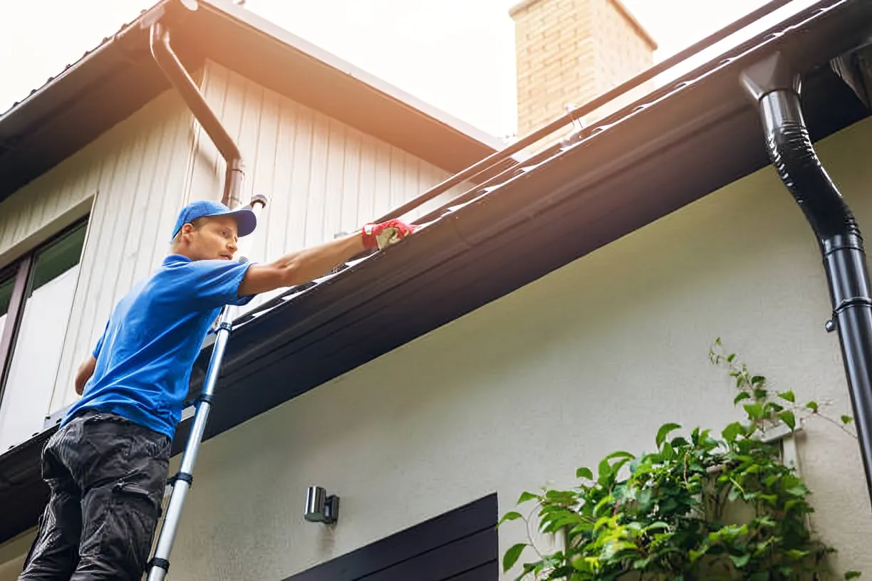 a man providing professional gutter cleaning services